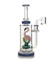 Red Eye Glass 10inch Tall Periwinkle Flamingo Concentrate Recycler
